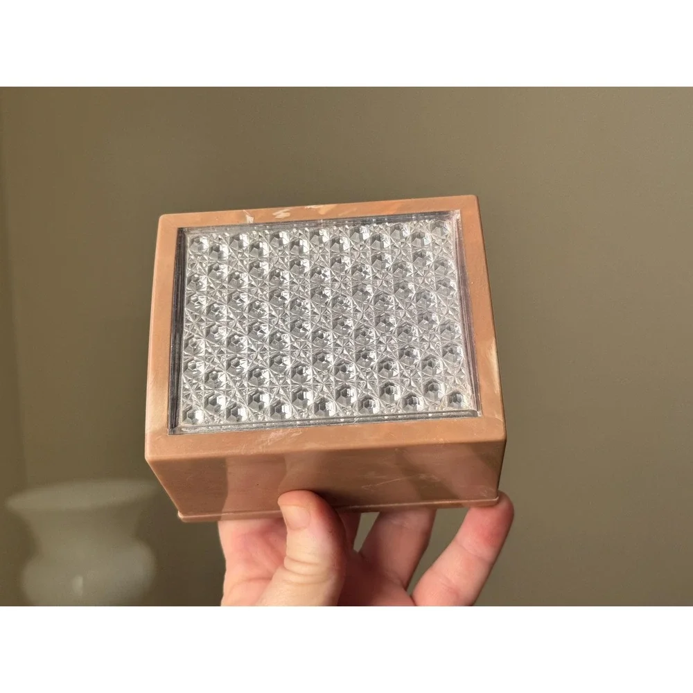 Vintage Merle Norman Cosmetics Powder Box Brown Marble Plastic with Clear Lid